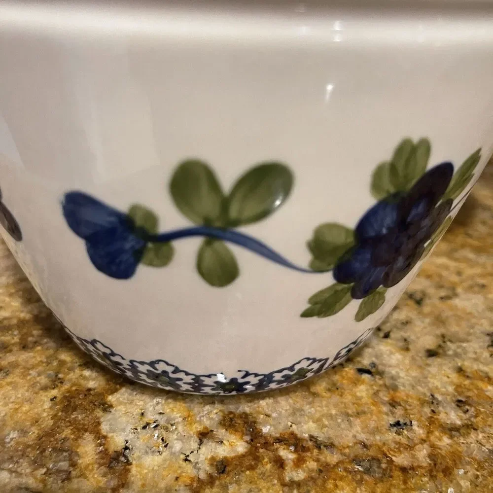 Tabletops Gallery Pitcher‎ 8.5 Inch Nicolette White Blue Flowers Ceramic